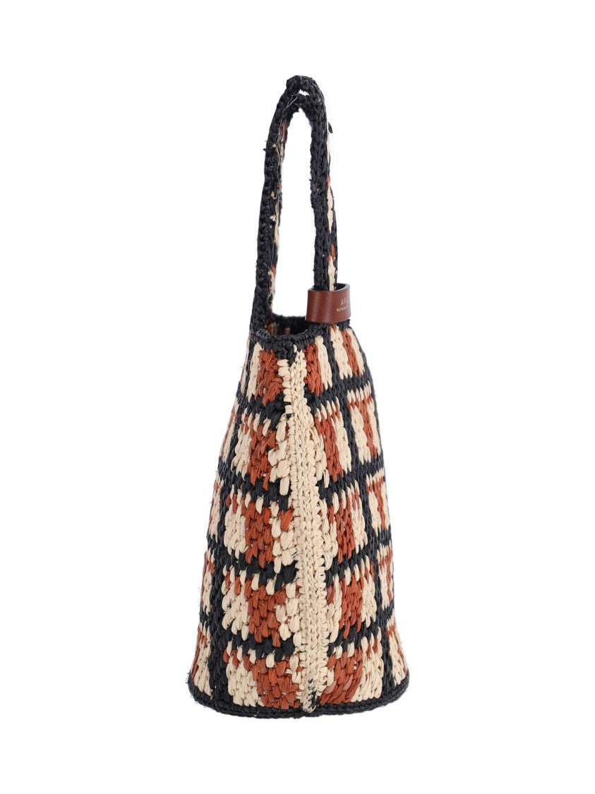 A.P.C. Multicolor Pecan Raffia Leather-Trim Tote Bag