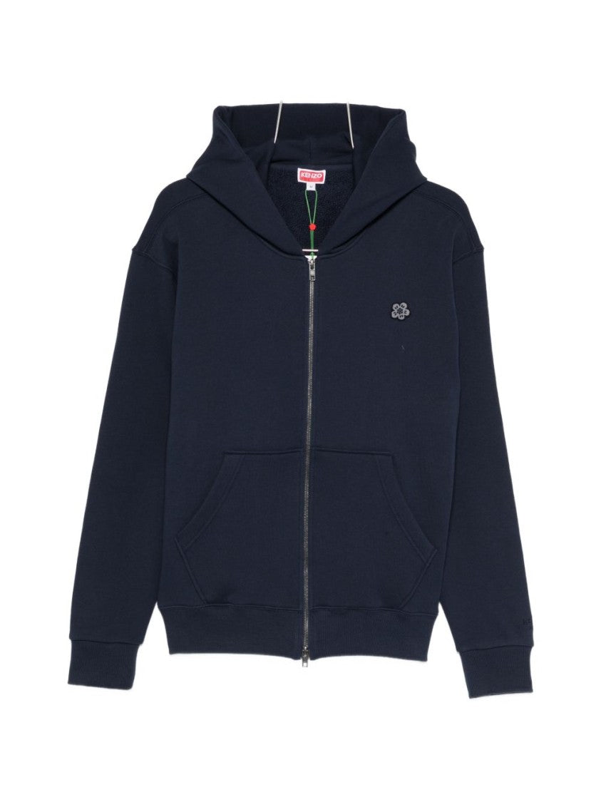 Kenzo Blue Silk And Nylon Crew Neck Hoodies