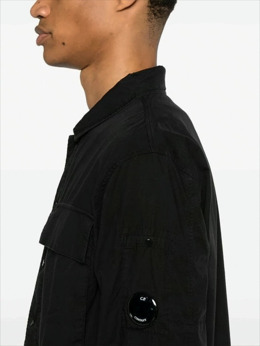 C.P. Company Minimalist Black Cotton Jacket With Classic Collar