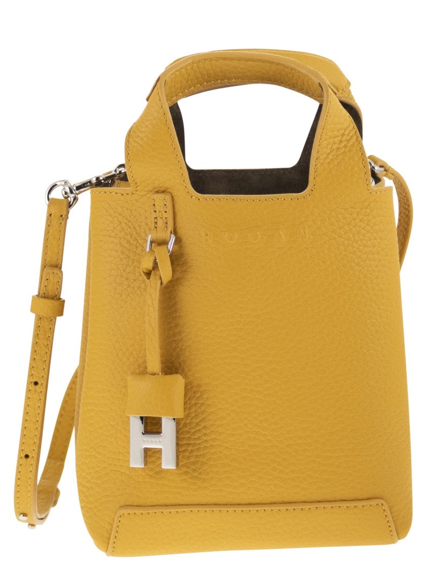Hogan Mini Handbag Crafted From Hammered Leather