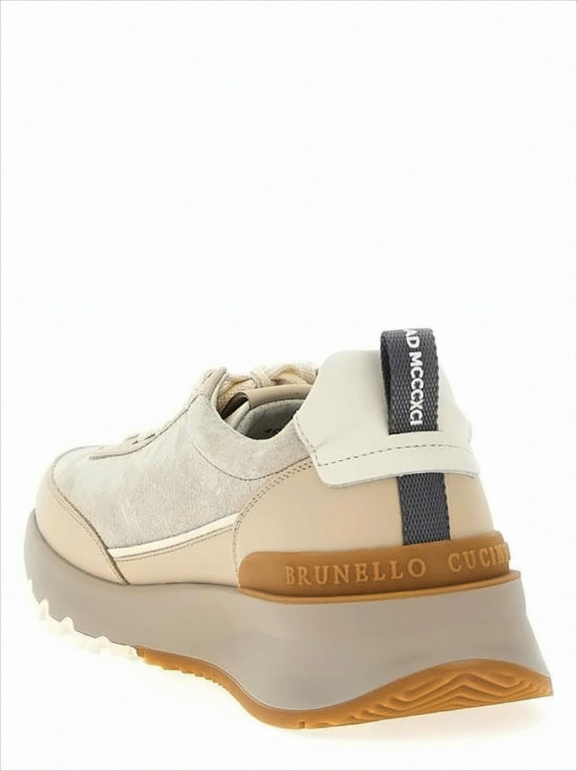 Brunello Cucinelli Calf Leather Sneakers With Smooth And Suede Finish