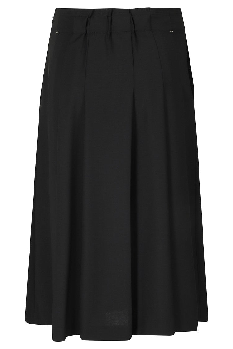 Tela Black Poly-Wool Structured Pleated Mini Skirt