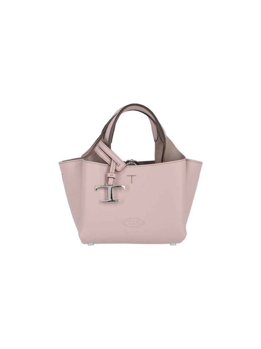 Tod's Micro Logo Shoulder Bag In Taupe Leather