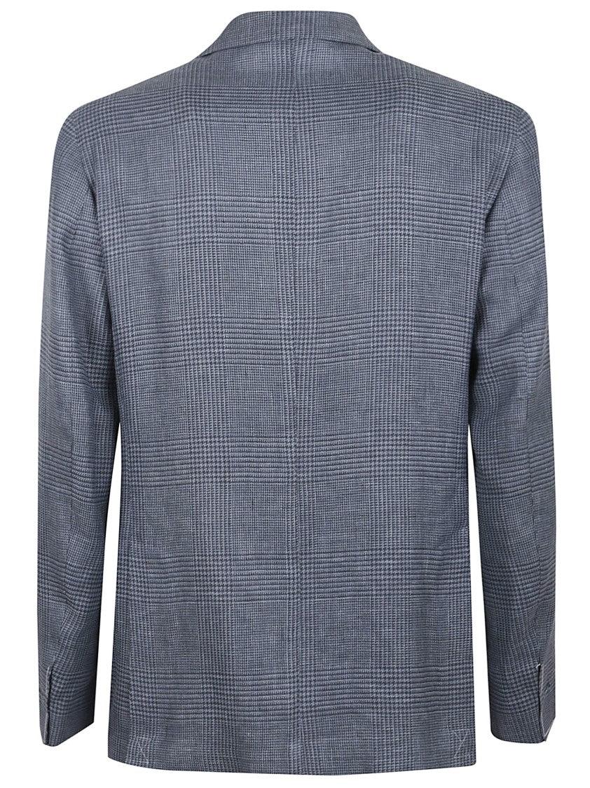 Eleventy Tailored Grey Check Suit With Notch Lapel