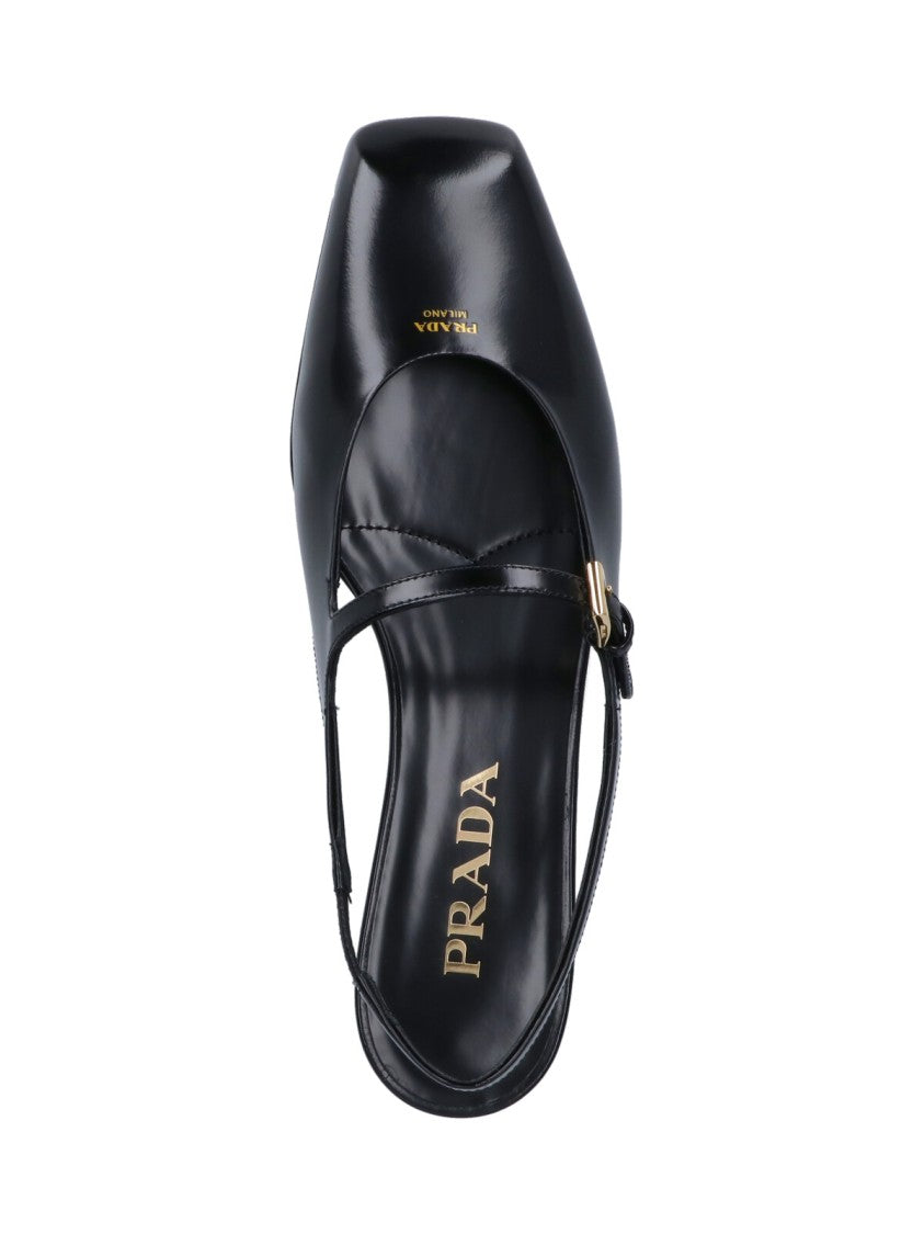 Prada Logo Slingback Pumps – Black