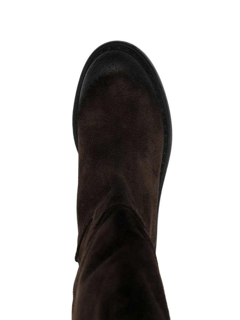 Miu Miu Suede Mid-Calf Rubber Sole Boots
