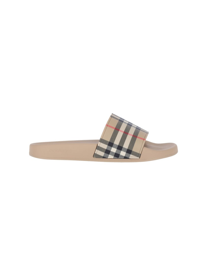 Burberry Beige Check Rubber Slides