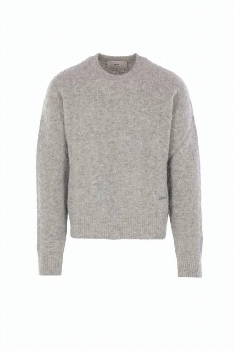Ami Paris Soft Knit Sweater With Ribbed Hem And Boxy Silhouette