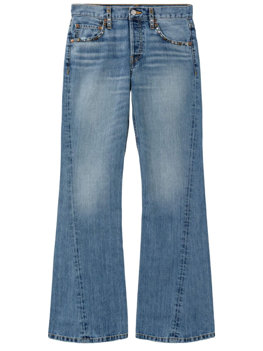 Re/Done Twisted Mid Rise Bootcut Cotton Jeans