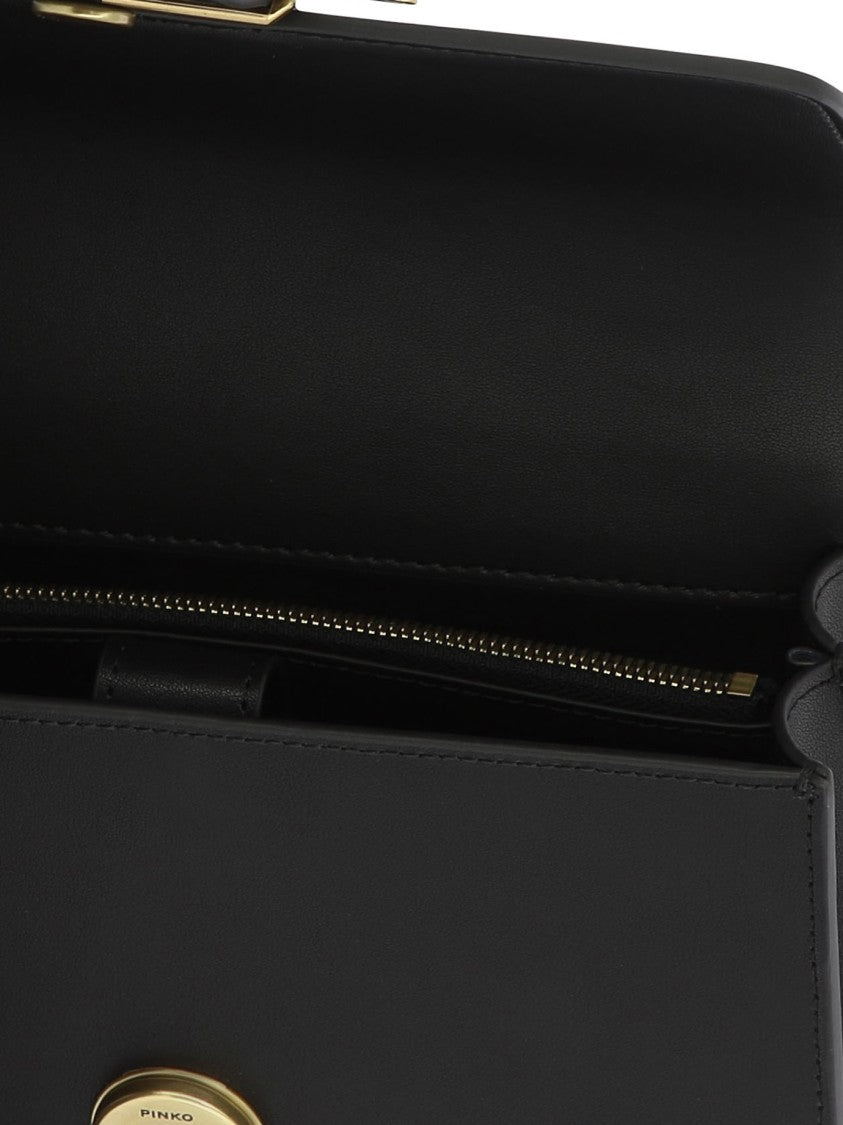 Pinko Compact Black Leather Crossbody Bag