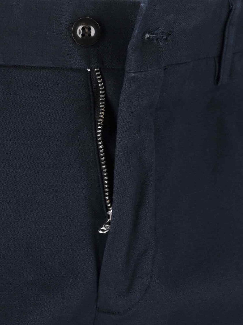 Incotex High-Waisted Straight-Leg Chino Pants In Dark Blue Cotton