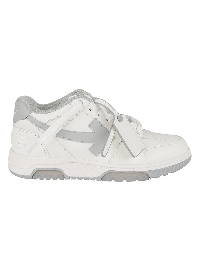 Off-White Low-Top Leather Sneakers With Arrow Motif And Padded Collar