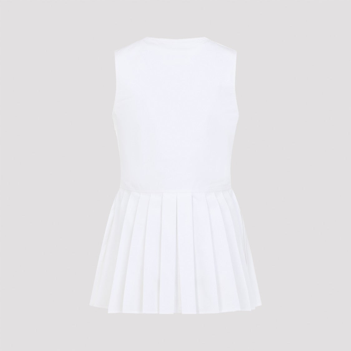 Jil Sander Sleveless A-Line Pleated White Cotton Top