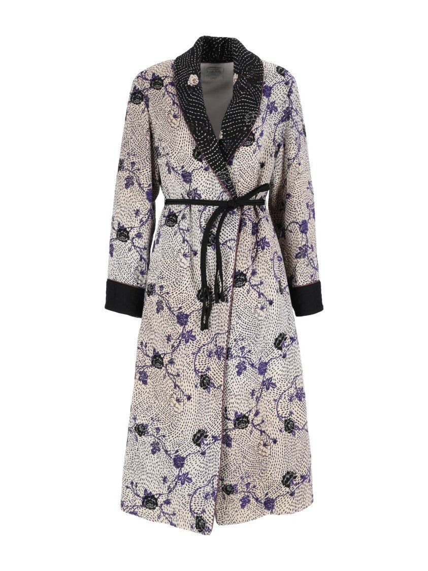 Forte Forte Jacquard Robe De Chambre Coat With Cherry Blossom Motif