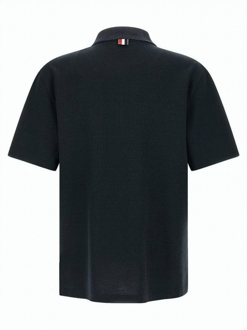 Thom Browne Textured Knit Polo Shirt With Classic Collar