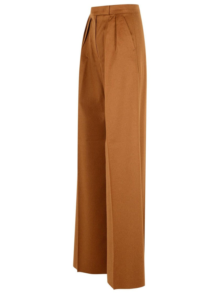 Max Mara 'Borneo 1234' Wide Camel Leather Pants