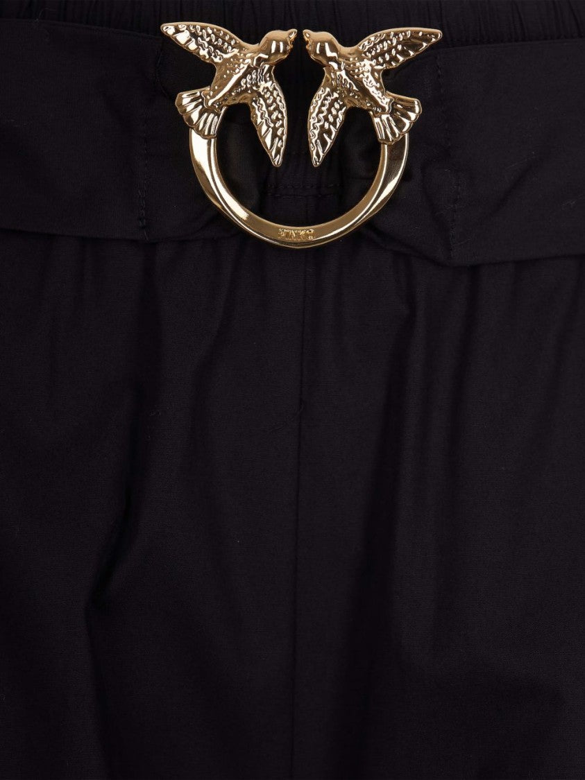 Pinko Black Logo Buckle Pleated Shorts