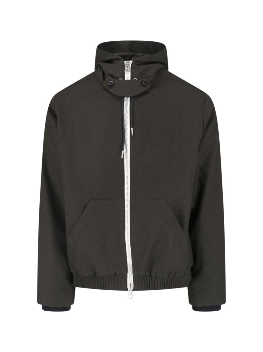 Sacai Cropped Boxy Jacket With High Collar And Hood