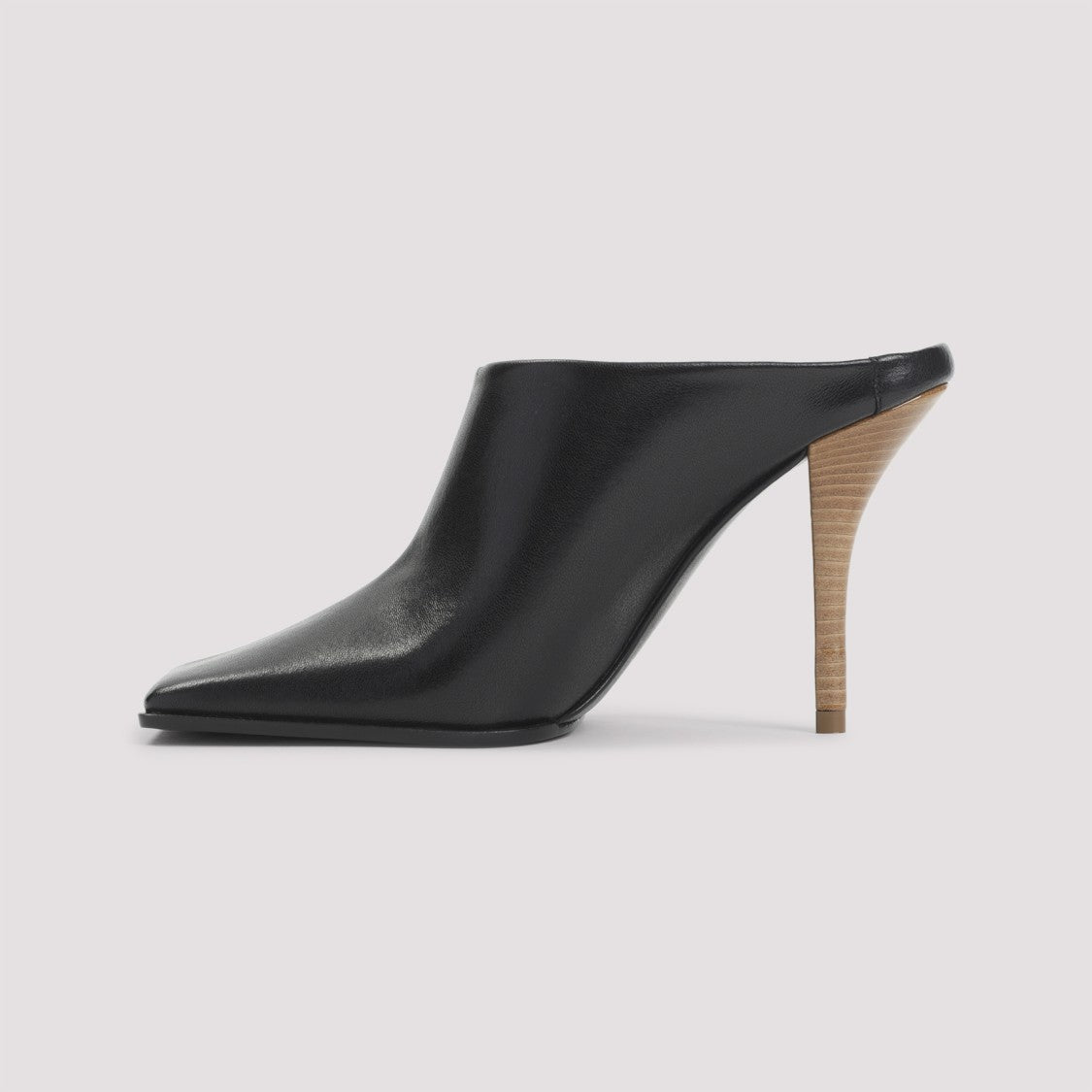 Alaïa Pointed Square Toe Leather Slippers With High Stiletto Heel