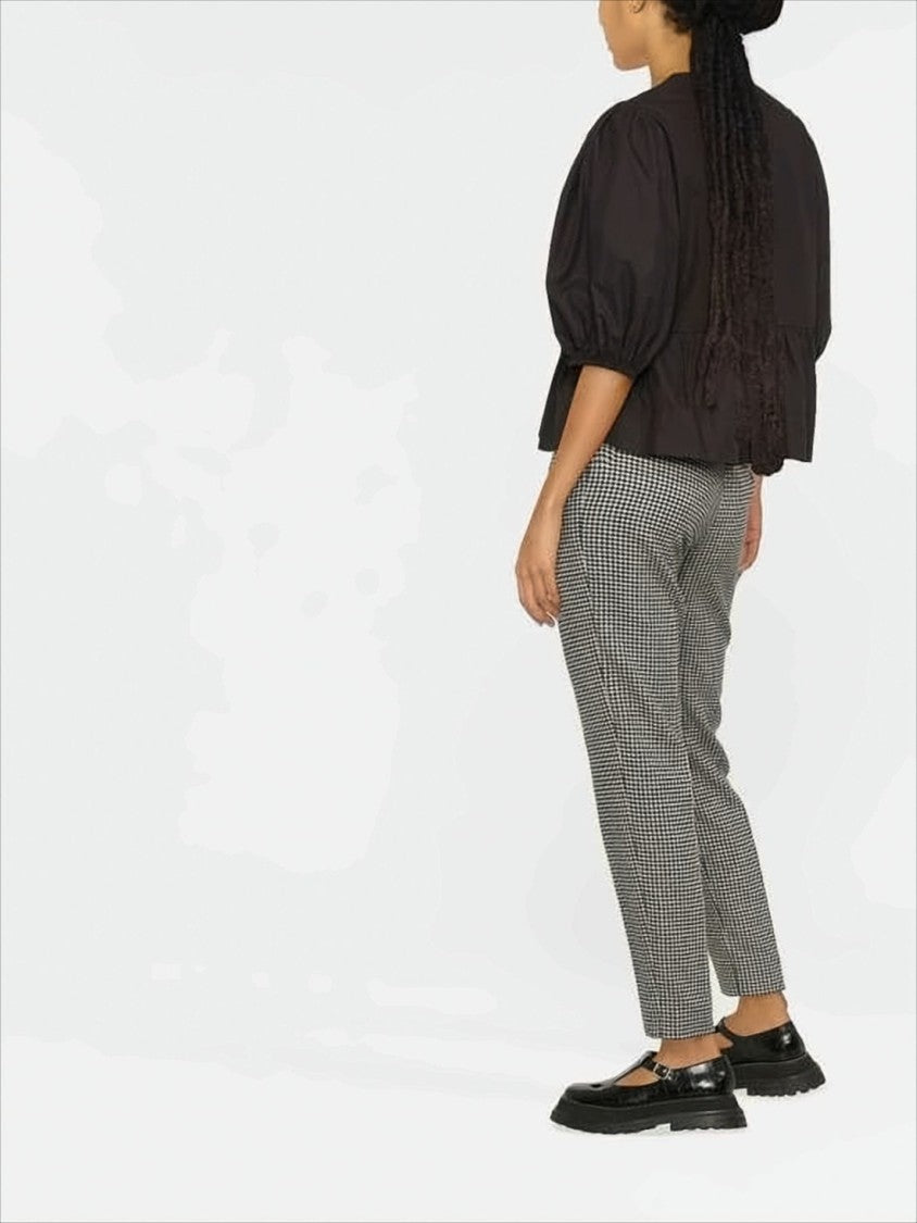 Ganni Black Blouse With Round Neckline