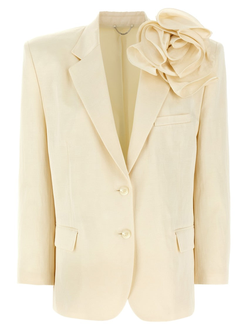 Magda Butrym 01' Linen Blend Blazer With V-Neck Lapels