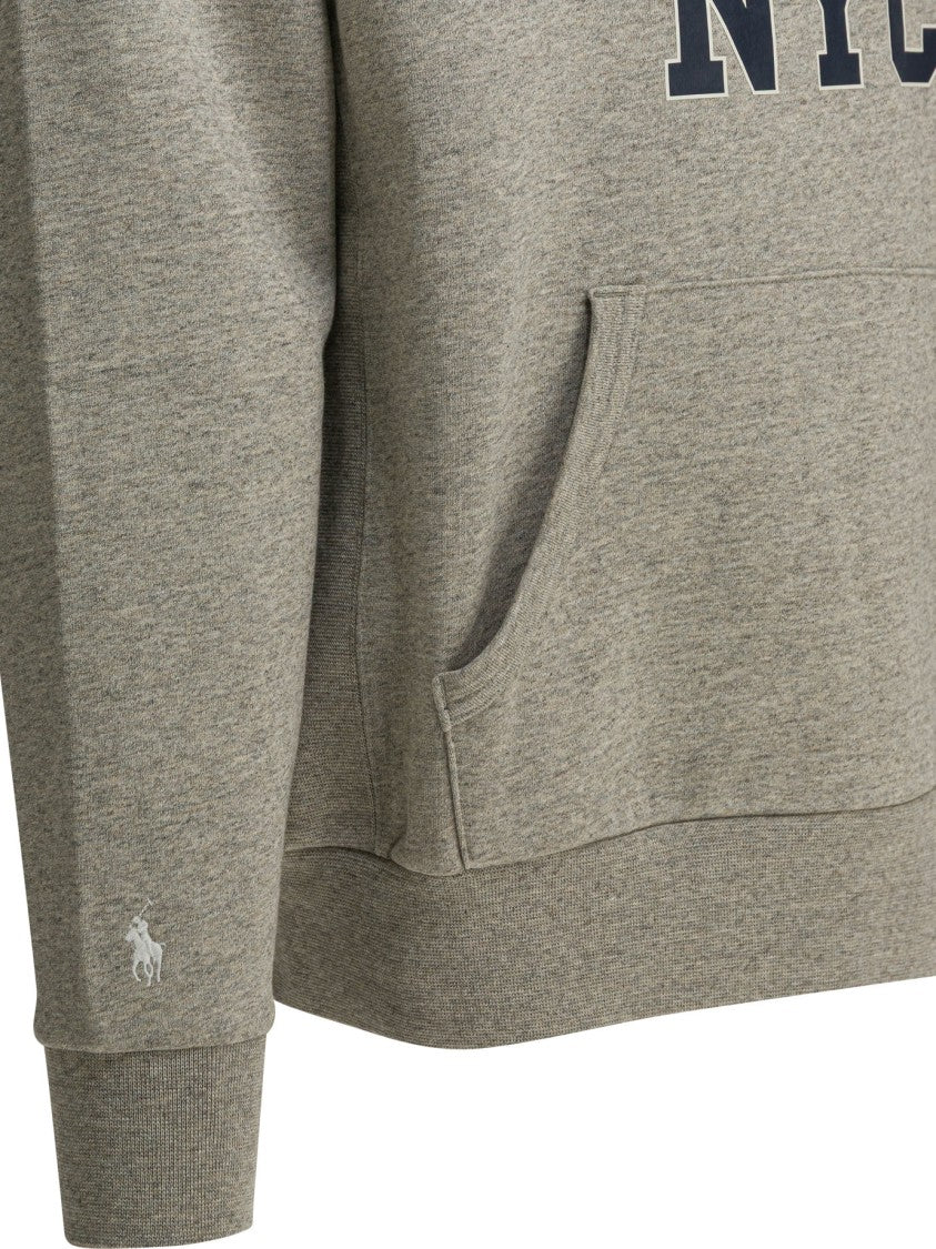 Polo Ralph Lauren Heathered Grey Cotton Sweatshirt With Collegiate Lettering