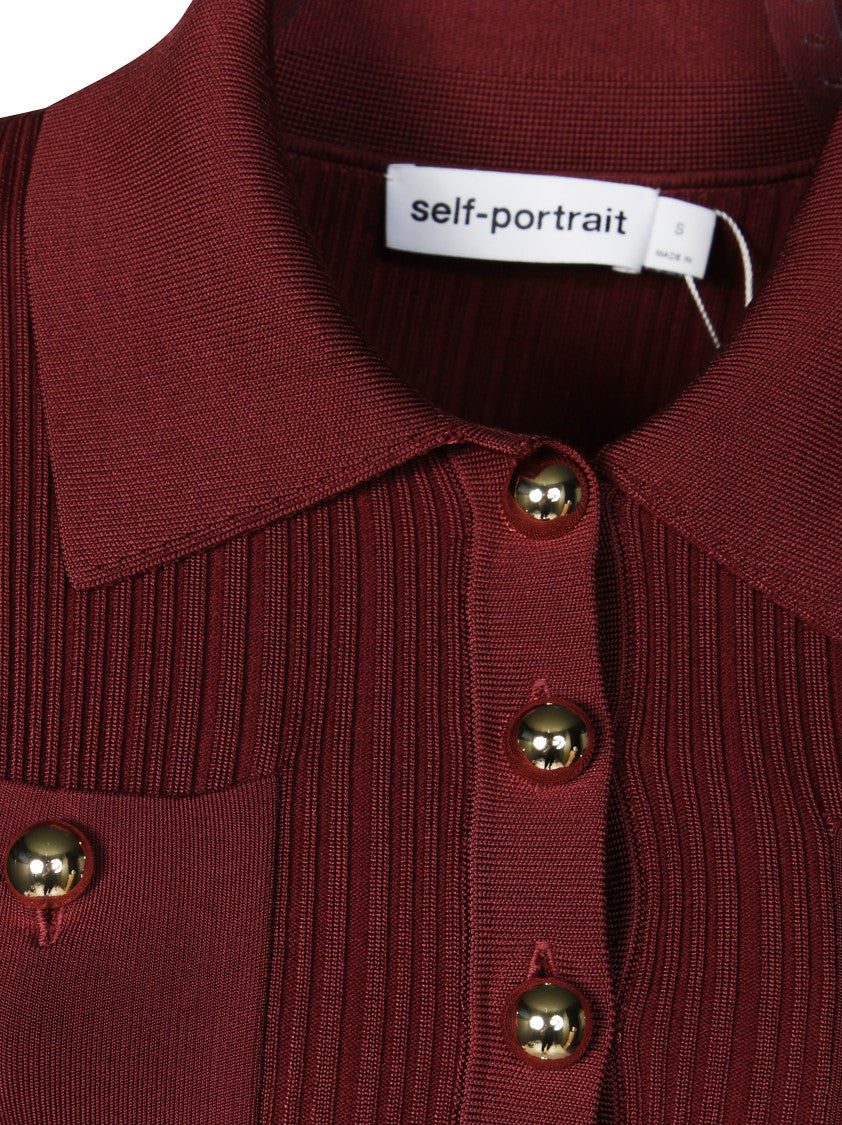 Self-Portrait White Lace Detail Midi Dress With Fitted Bodice