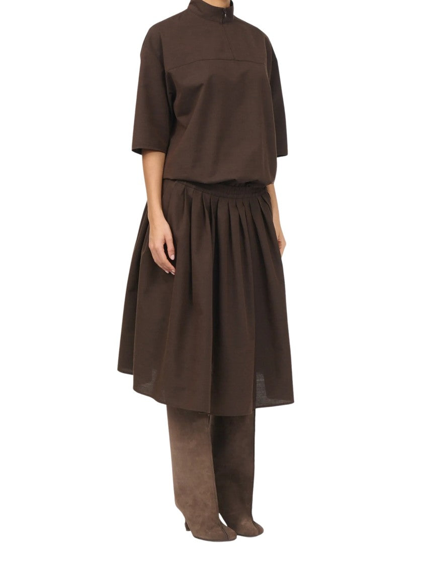 Mm6 By Maison Margiela Anatomic Pleated Midi Wool Midi Dress