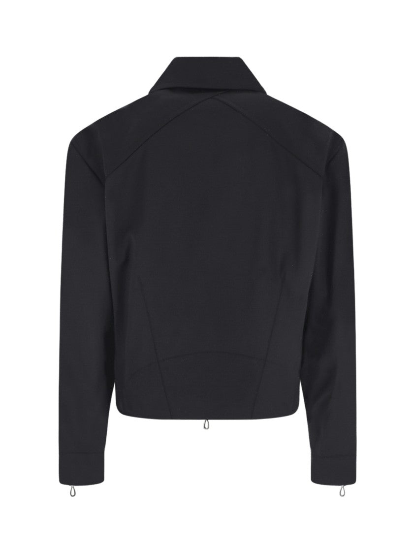 Kiko Kostadinov Black Structured Shoulder Cropped Jacket