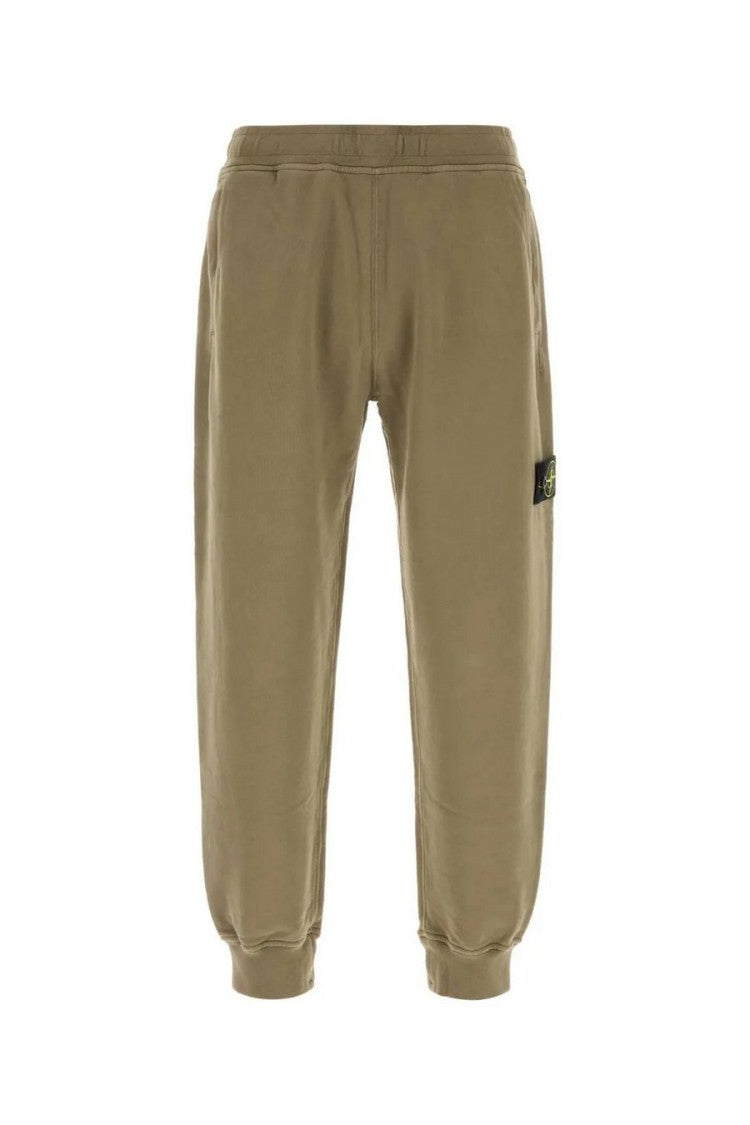 Stone Island Olive Green Side Badge Cotton-Blend Sweatpants