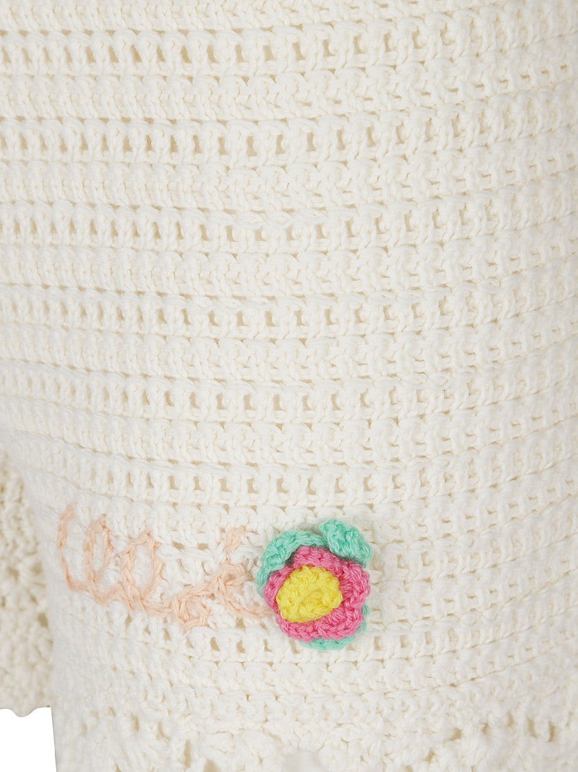Chloé Green Cotton Crochet Scalloped Shorts