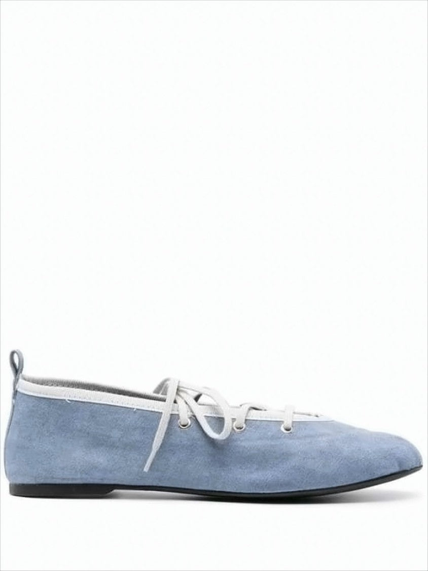 Paloma Wool Pointed Toe Lace-Up Flats With Contrasting Trim