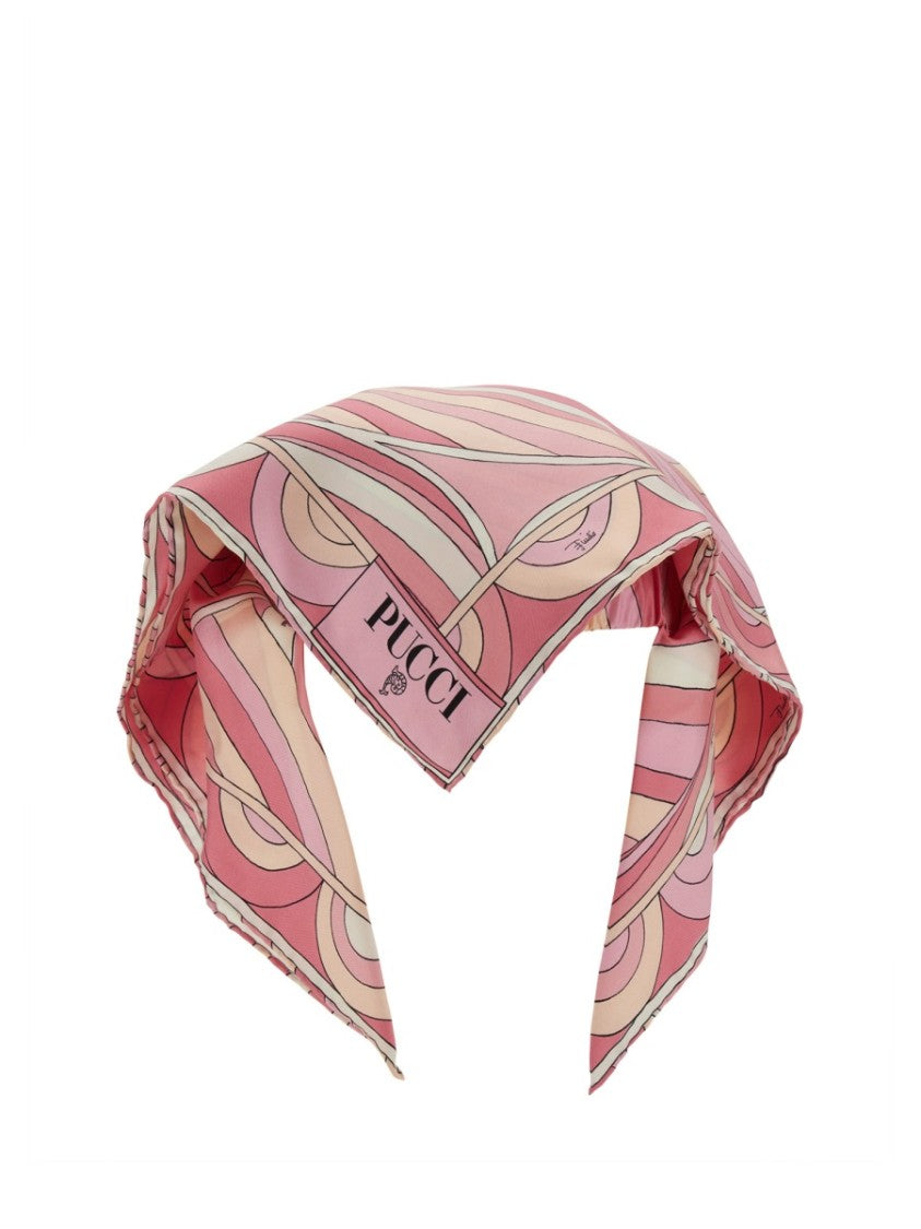 Pucci Silk Visor With Draped Scarf