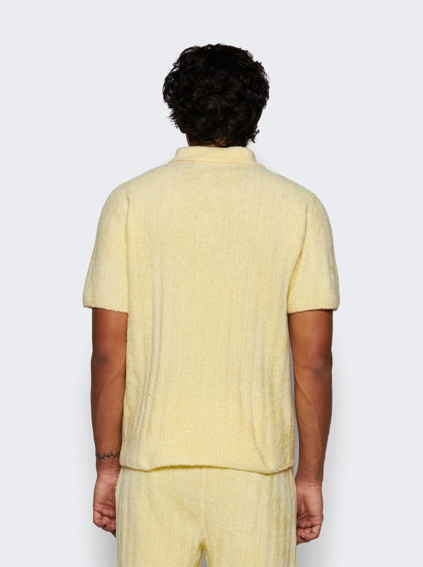 The Elder Statesman Chenille Rib Polo Shirt Butter