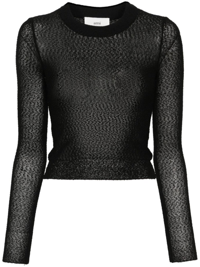 Ami Paris Semi-Sheer Bouclé Texture Sweater