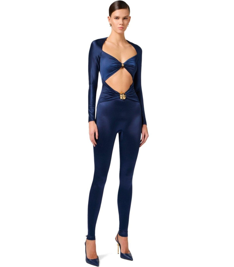 Elisabetta Franchi Oltremare Jumpsuit With Maxi Bow