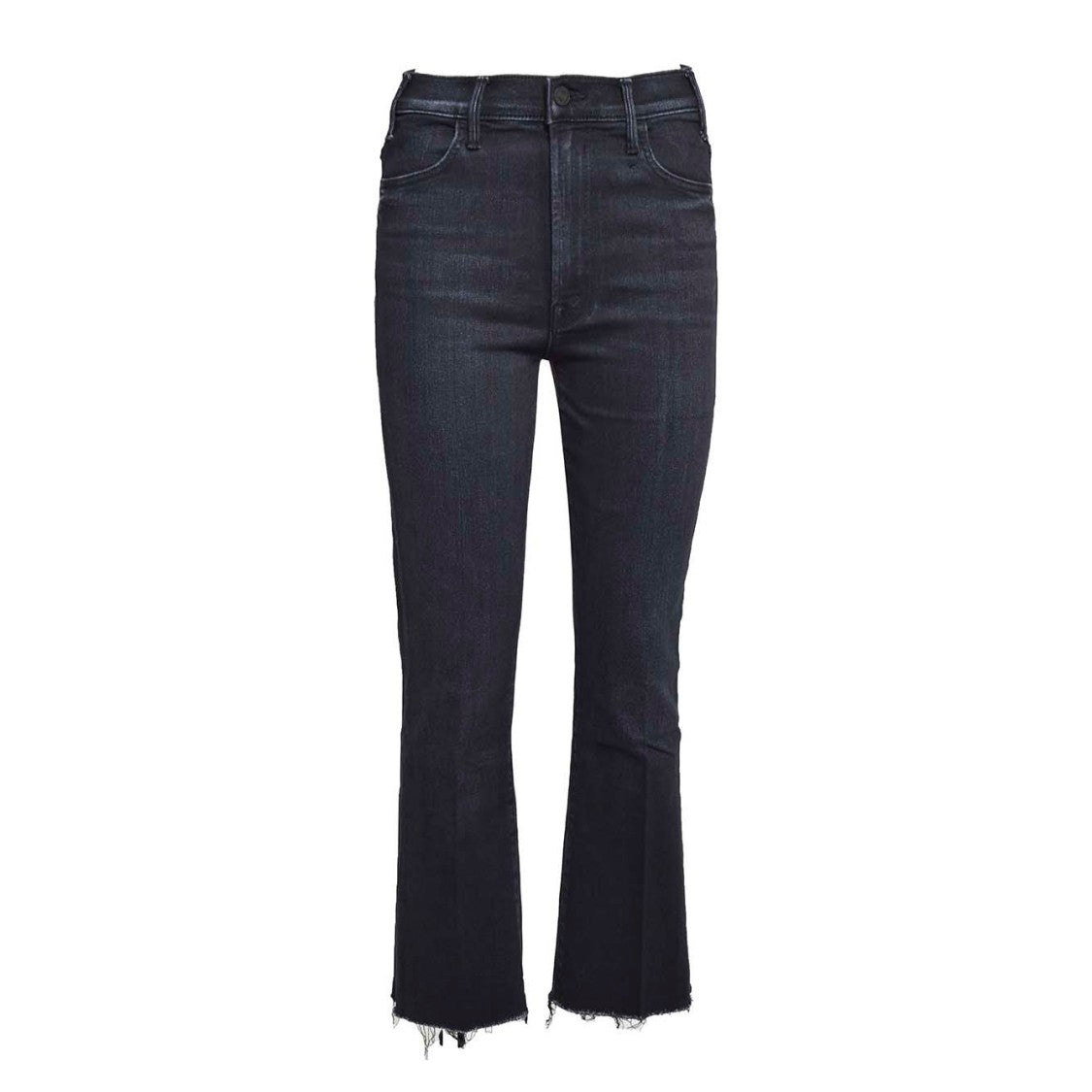 Mother The Hustler Ankle Fray Black Cotton Jeans