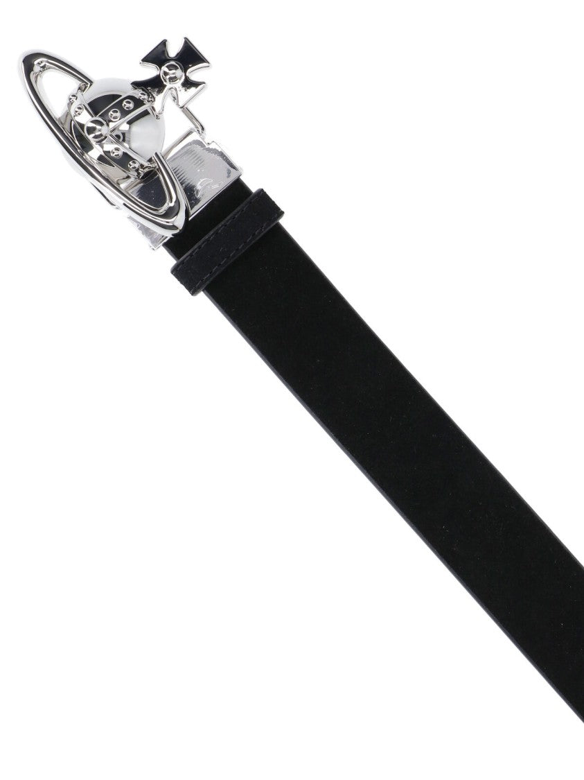 Vivienne Westwood Reversible Black Suede And Leather Belt