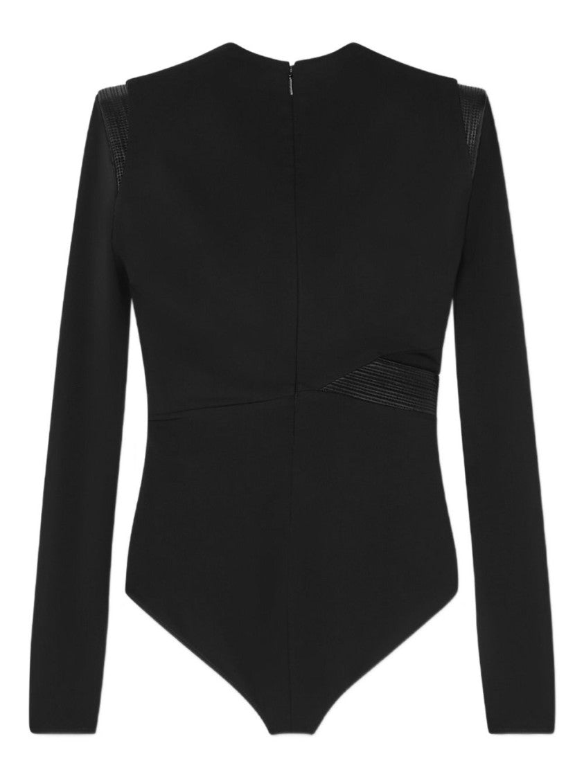 Versace Fitted Bodysuit With Quilted Leather Inserts