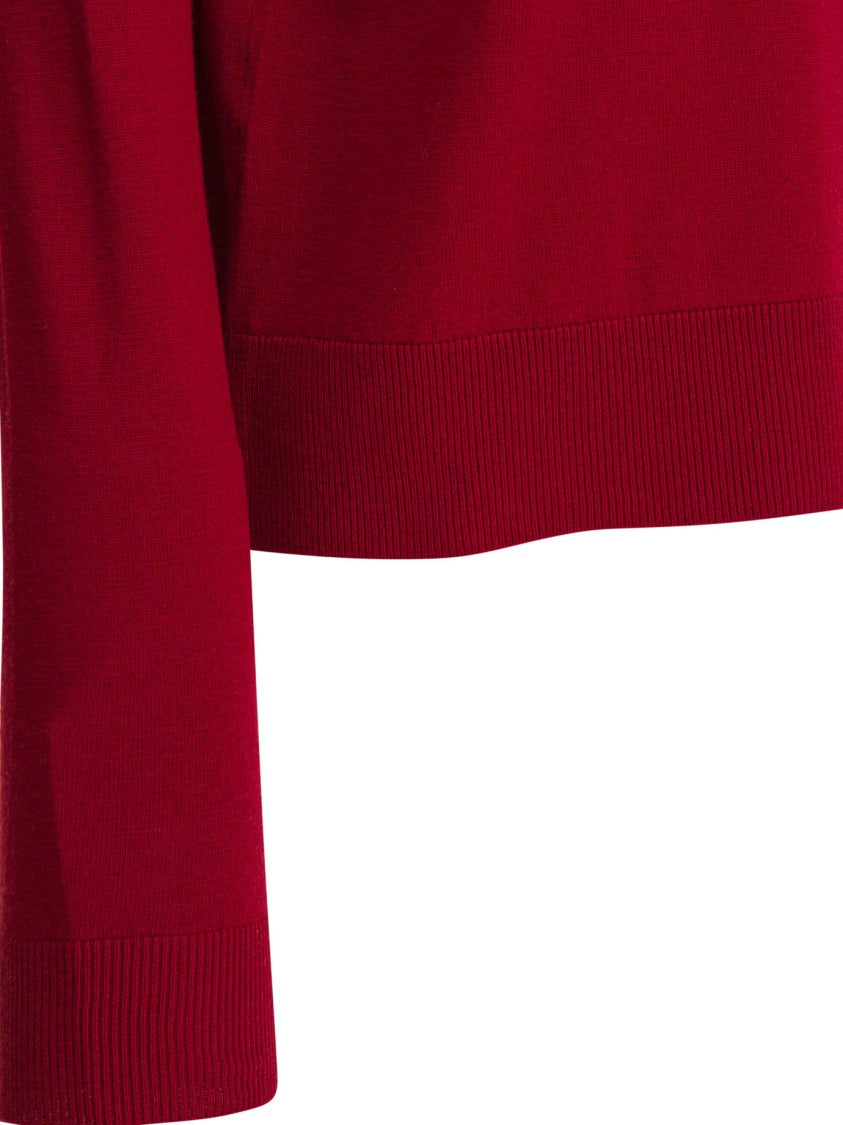 Max Mara Red Wool Top With Elbow Patches