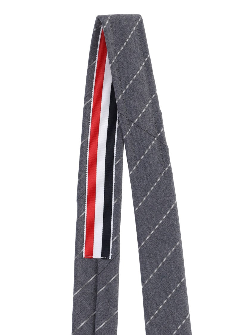Thom Browne Grey Striped Wool Tie