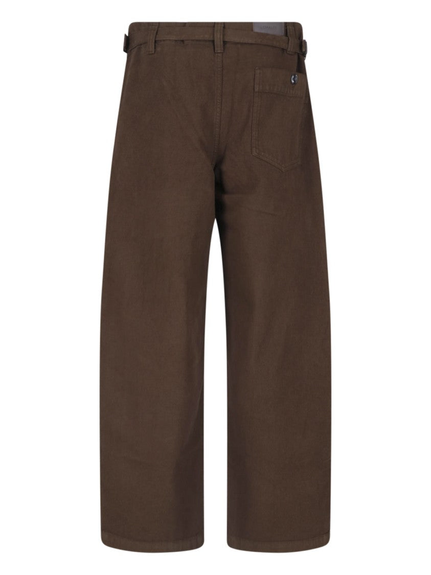 Lemaire Brown Rounded Wide-Leg Cotton Pants