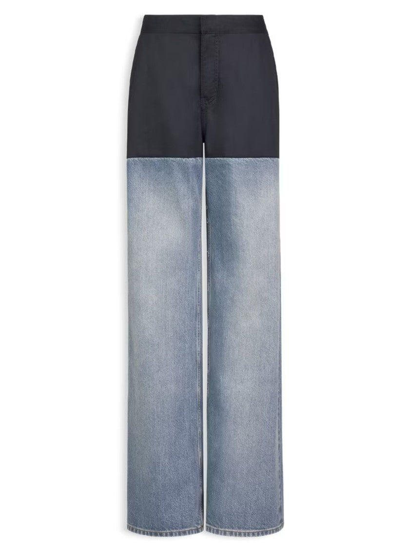 Alaïa Blue Wide-Leg Two-Tone Jeans