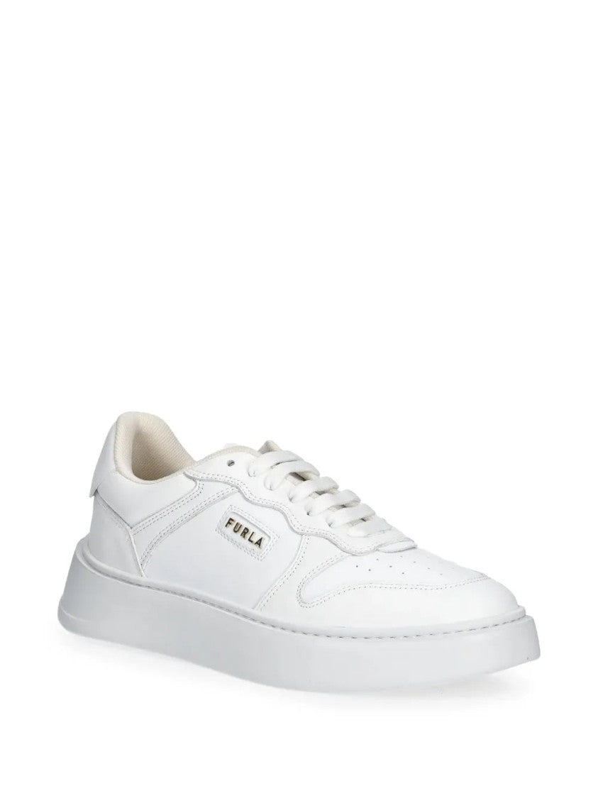 Furla Beige Lace-Up Sneakers With Cushioned Sole