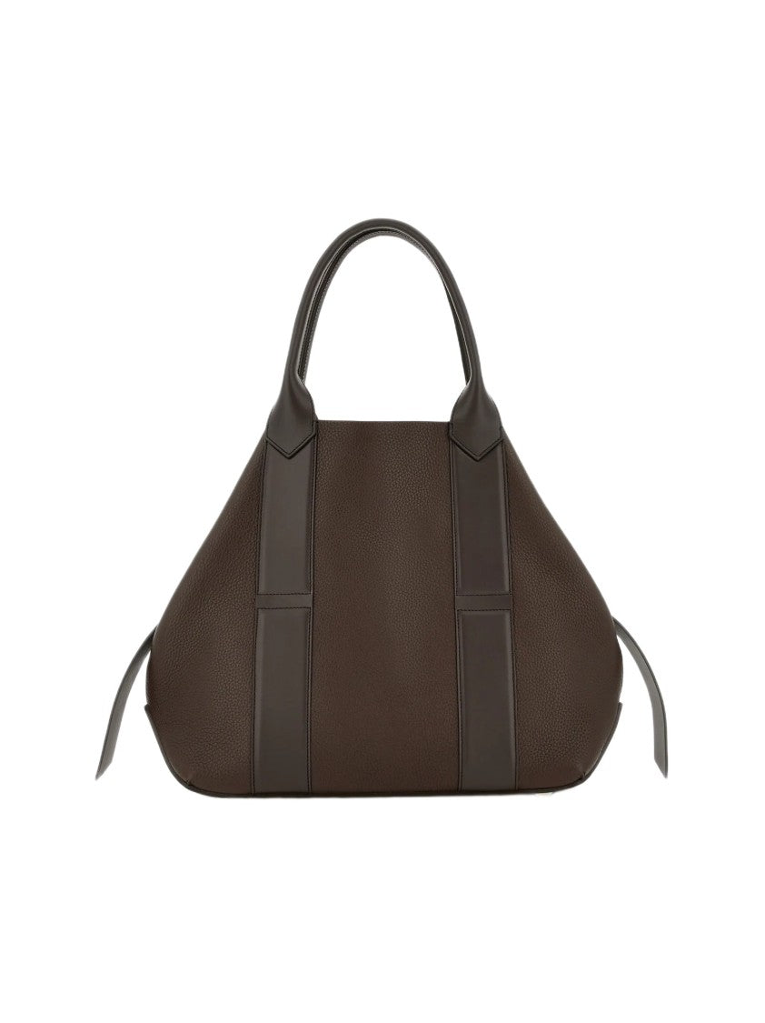 Hogan Structured Hammered Leather Tote Bag With Embossed Accents