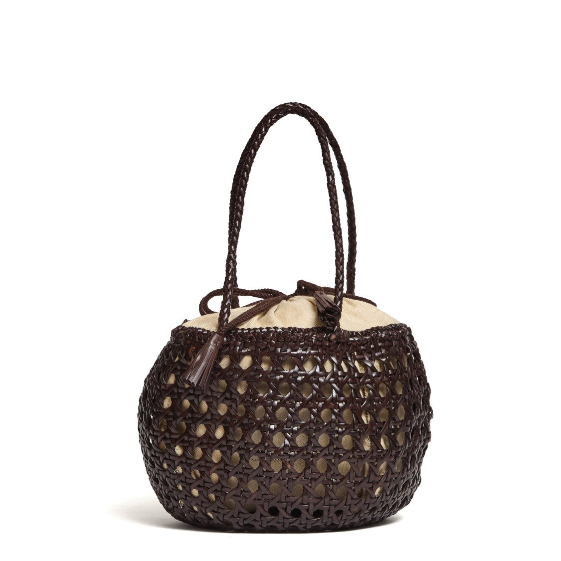 Dragon Diffusion Juventus Round Perforated Cotton Woven Handbag