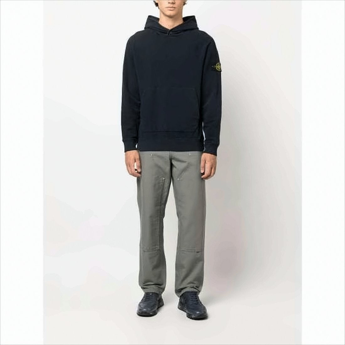Stone Island Relaxed Fit Blue Hoodie With Logo Patch