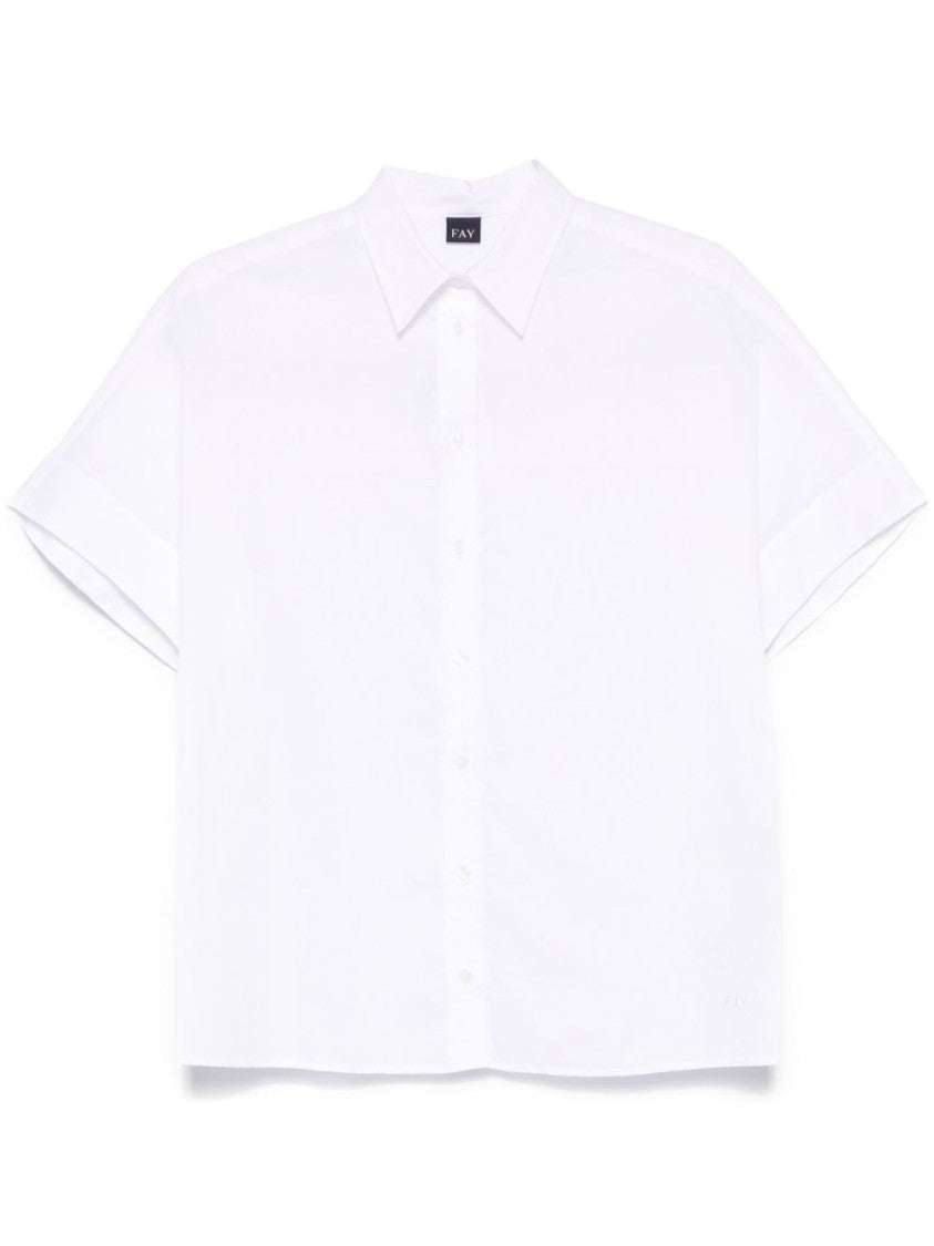 Fay Classic White Cotton Shirt With Button-Down Front