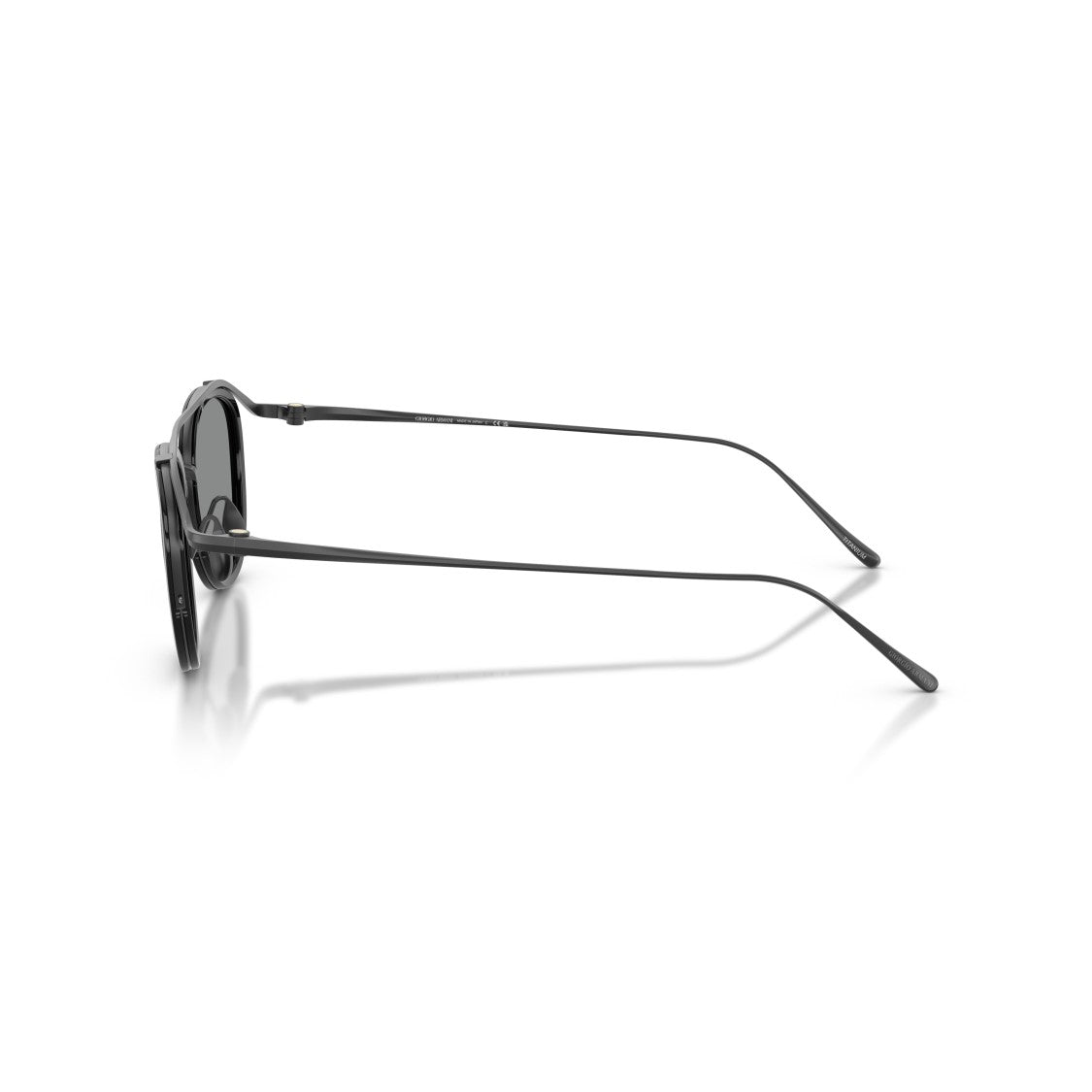 Giorgio Armani 0Ar6179t Rounded Black Titanium Sunglasses With Double Bridge Design