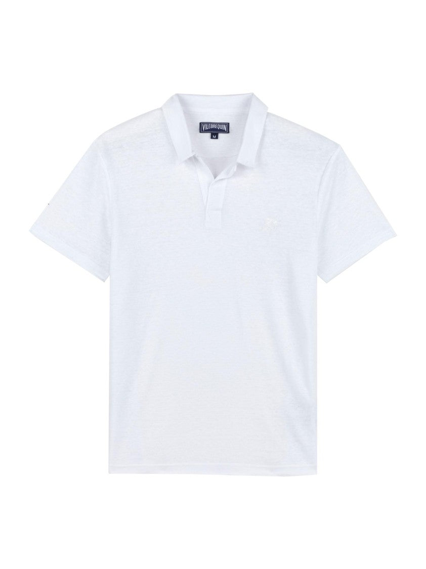 Vilebrequin White V-Neck T-Shirt With Turtle Embroidery